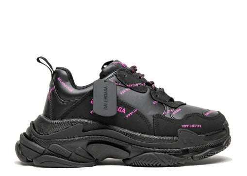 Balenciag* Triple S Allover Logo Black Pink (W)