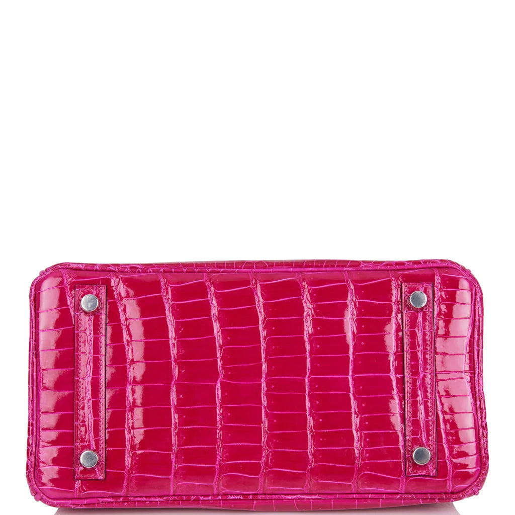 Hermès Birkin 25 Rose Mexico Shiny Porosus Crocodile Palladium Hardware