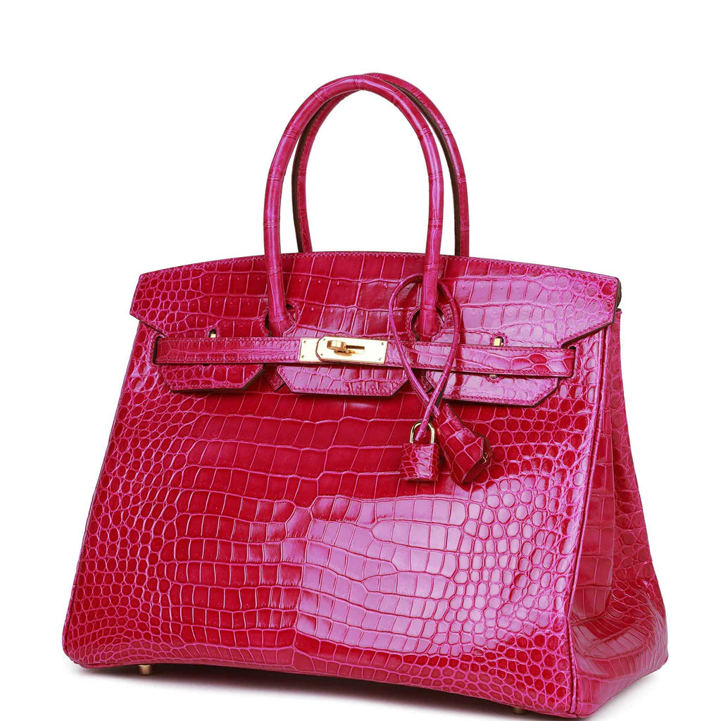 Hermès Birkin 35 Rose Scheherazade Shiny Niloticus Crocodile Gold Hardware