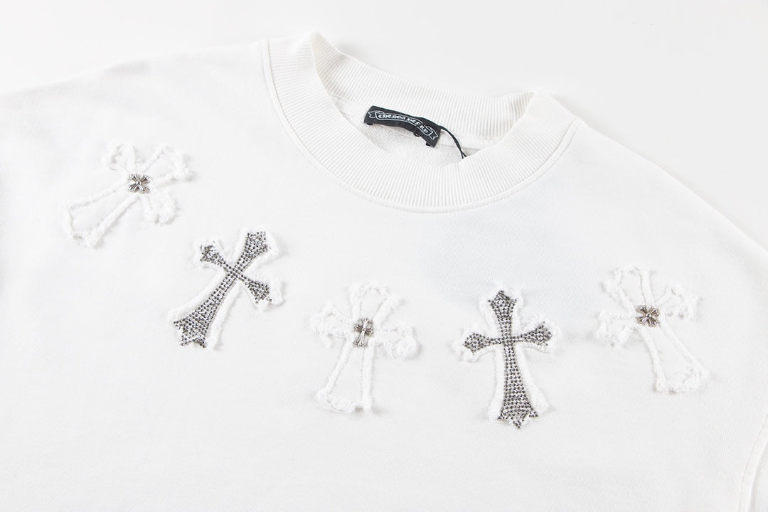 Chrome Hearts latest heavy-weight basic crewneck sweatshirt in white 5LCMOTT7