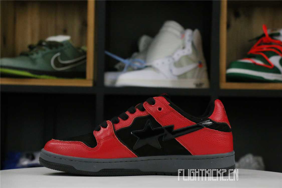OFF-WHITE A Bathing Ape Bape SK8 Sta Red Black