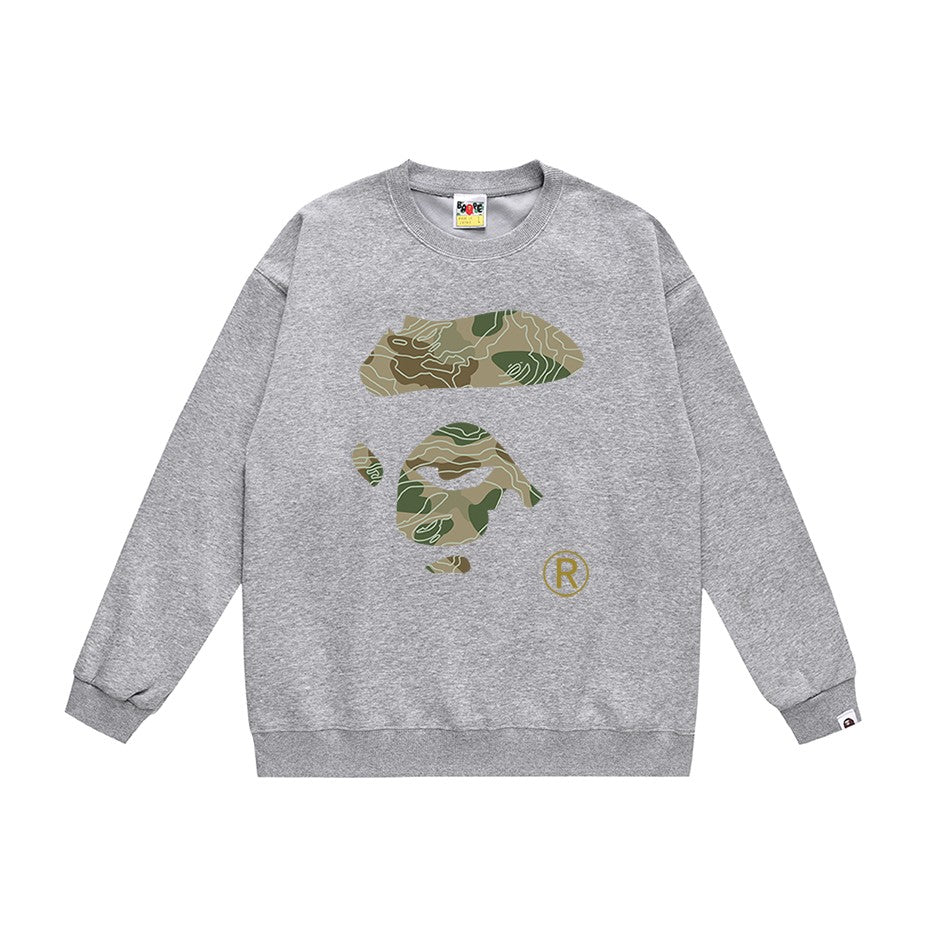 BAPE camo Ape Face logo graphic crewneck sweatshirt