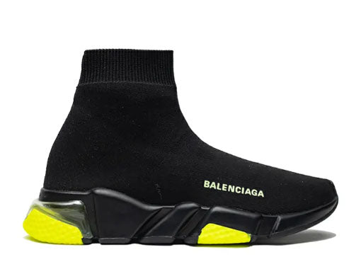 Balenciag* Speed Trainer Clear Sole Black Yellow Fluo