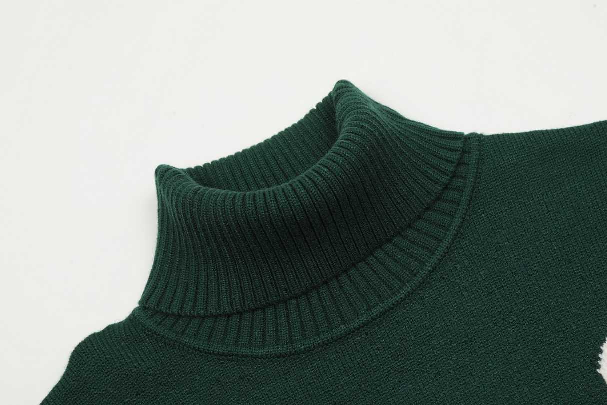 Am1 2024SS classic green jacquard big heart turtleneck sweater 8T1FMSP1