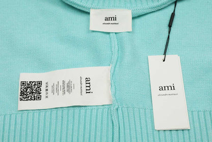Am1 2024SS classic lake green jacquard big heart turtleneck sweater