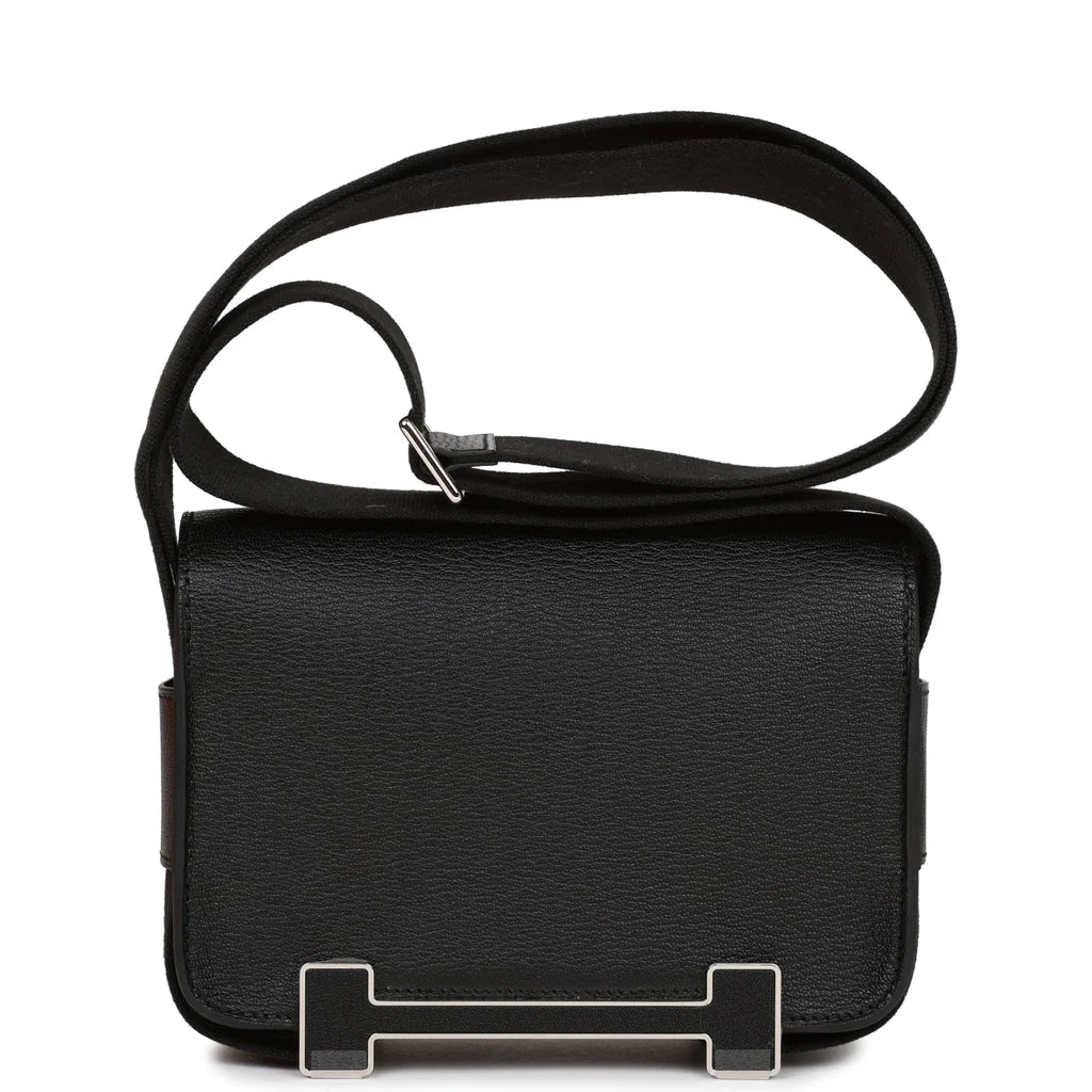 Hermès Geta Black Chevre Palladium Hardware