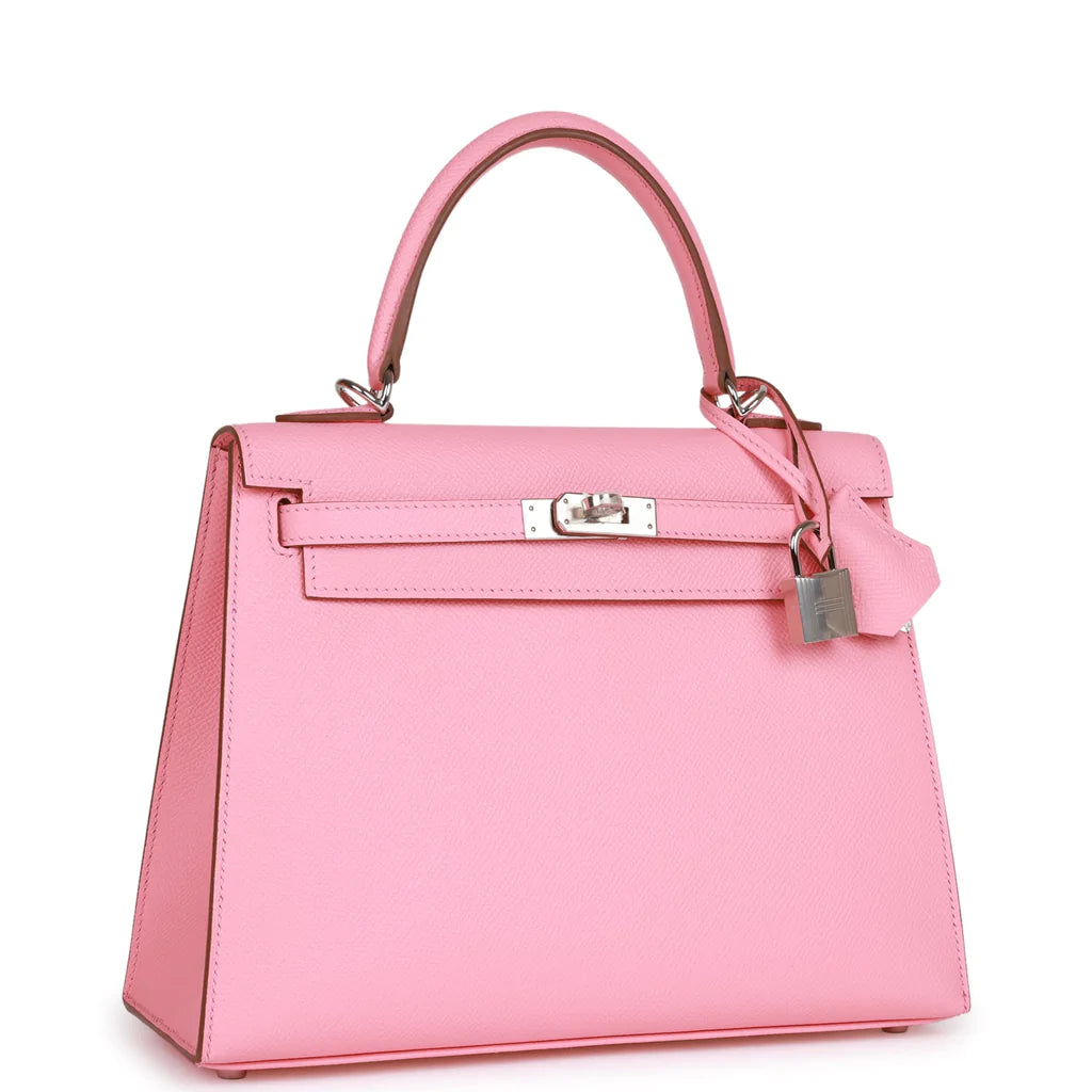 Hermès Kelly Sellier 25 Rose Confetti Epsom Palladium Hardware