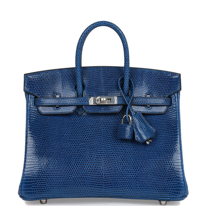Hermès Birkin 25 Bleu Saphir Lizard Palladium Hardware