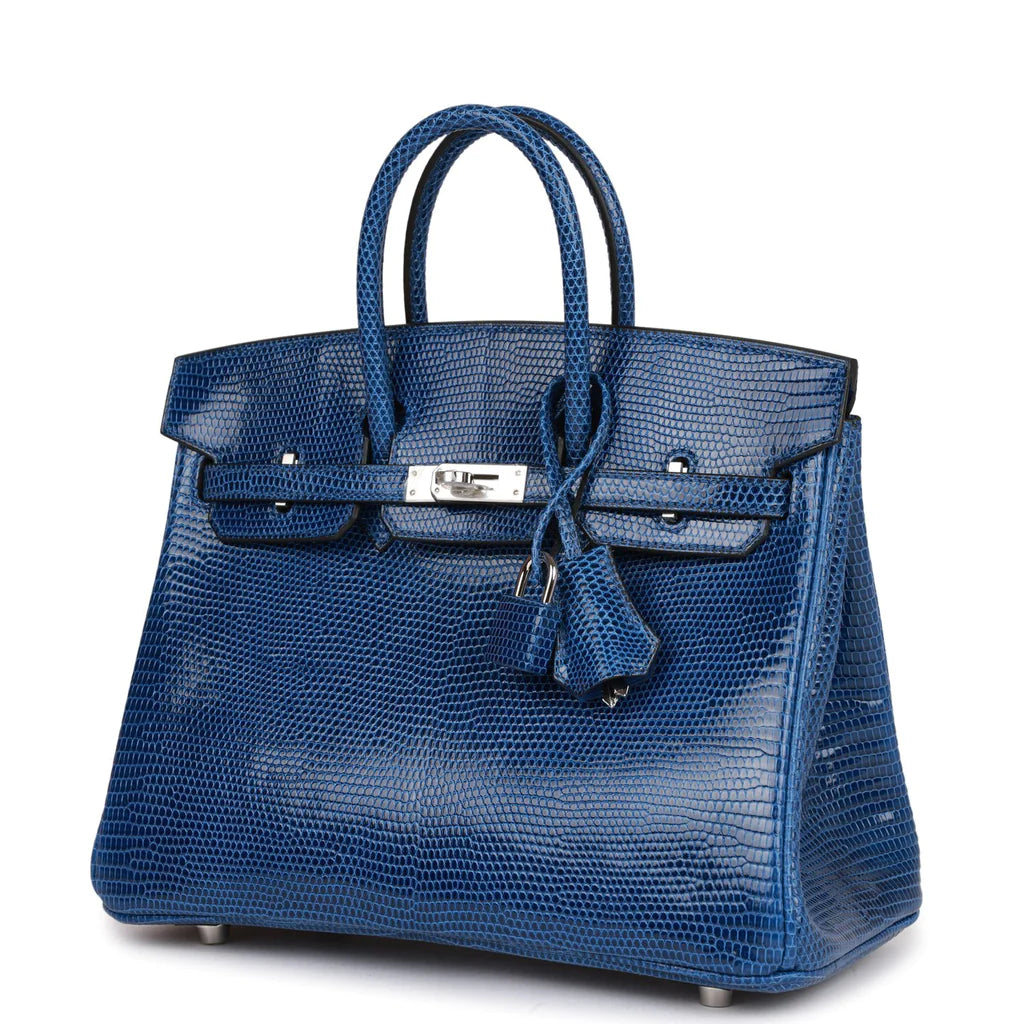 Hermès Birkin 25 Bleu Saphir Lizard Palladium Hardware