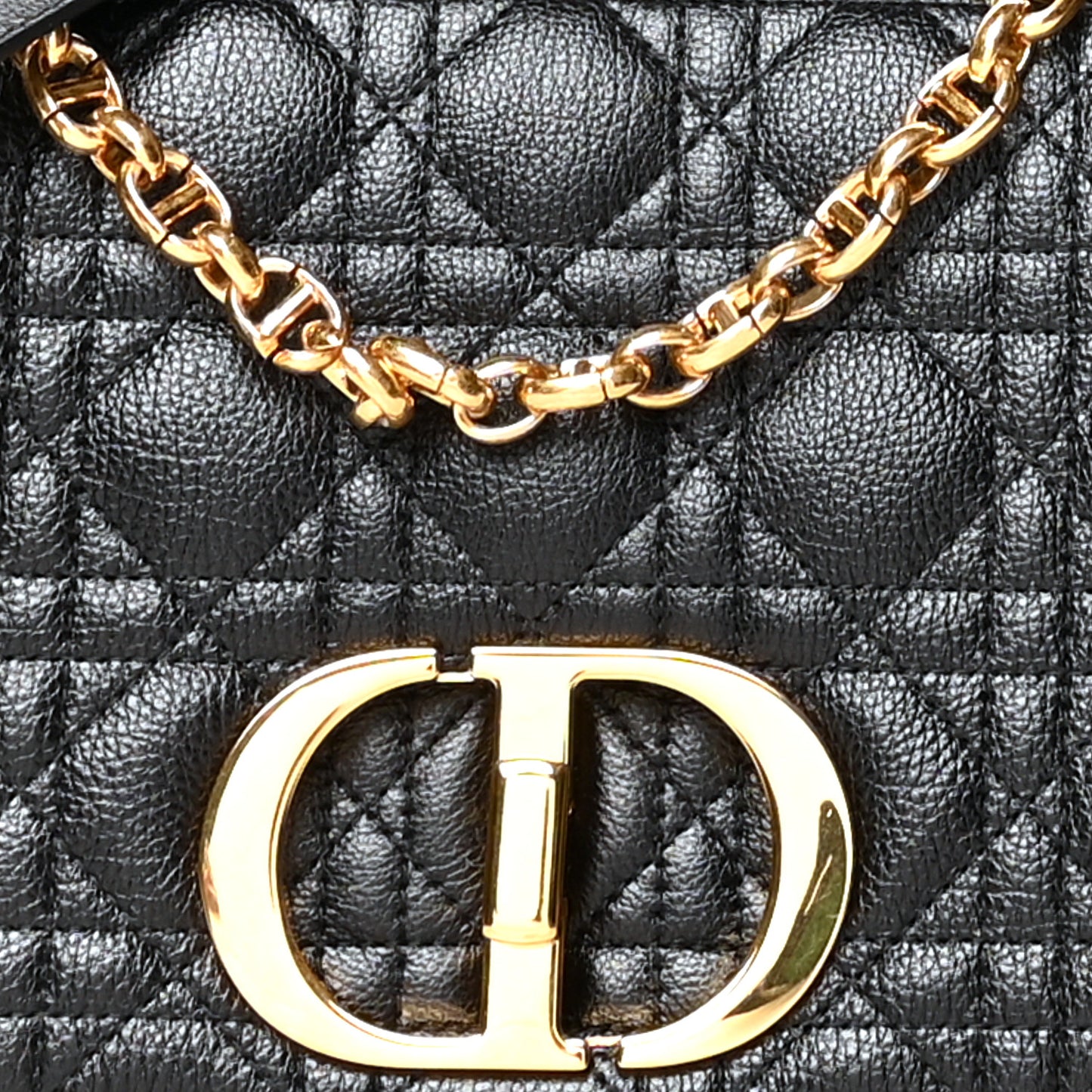 CHRISTIAN DIOR Calfskin Cannage Caro Bag Black
