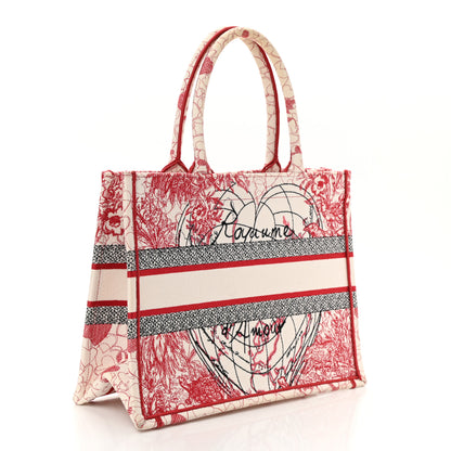 CHRISTIAN DIOR Canvas  Book Tote Red White