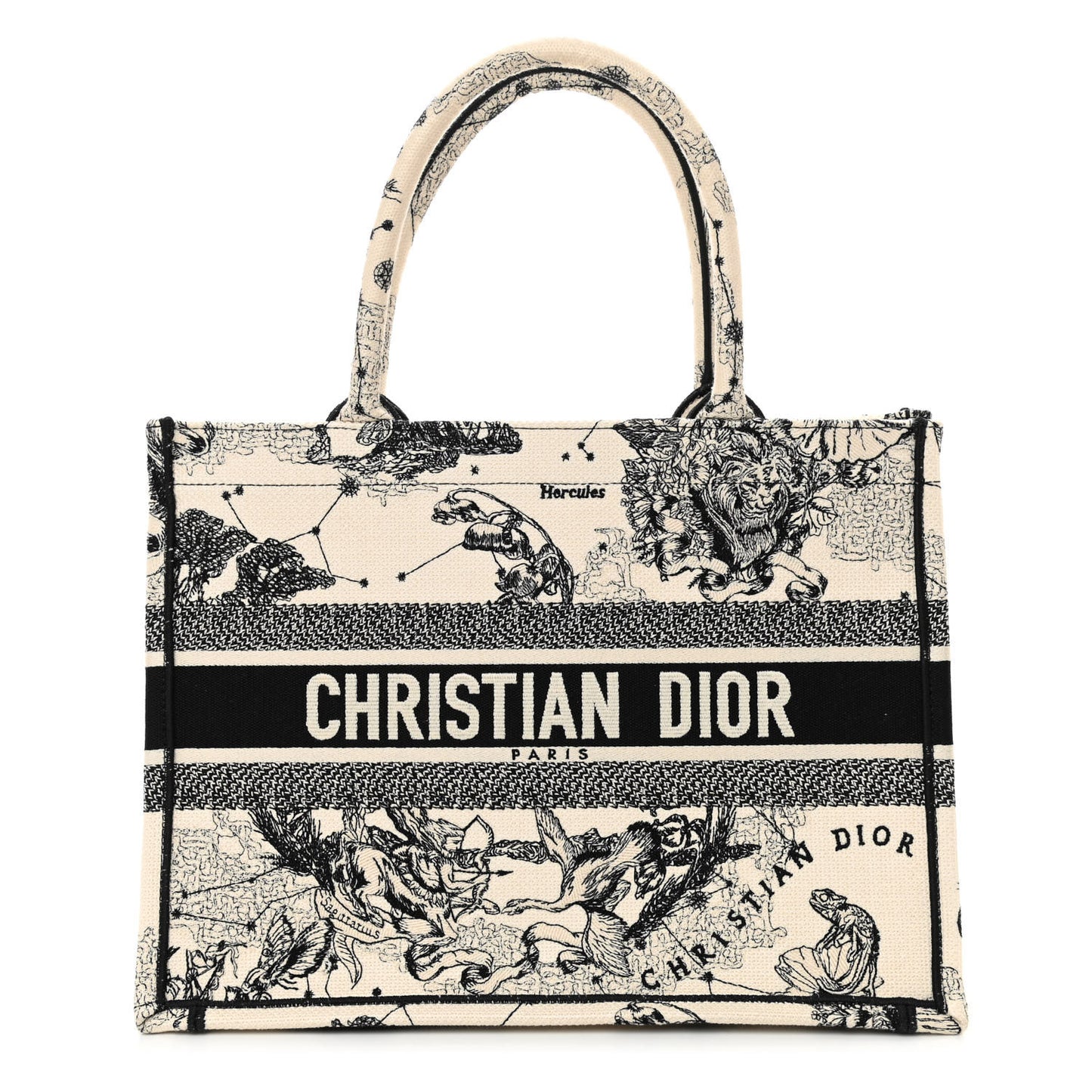 CHRISTIAN DIOR Canvas Zodiac Toile Book Tote Latte