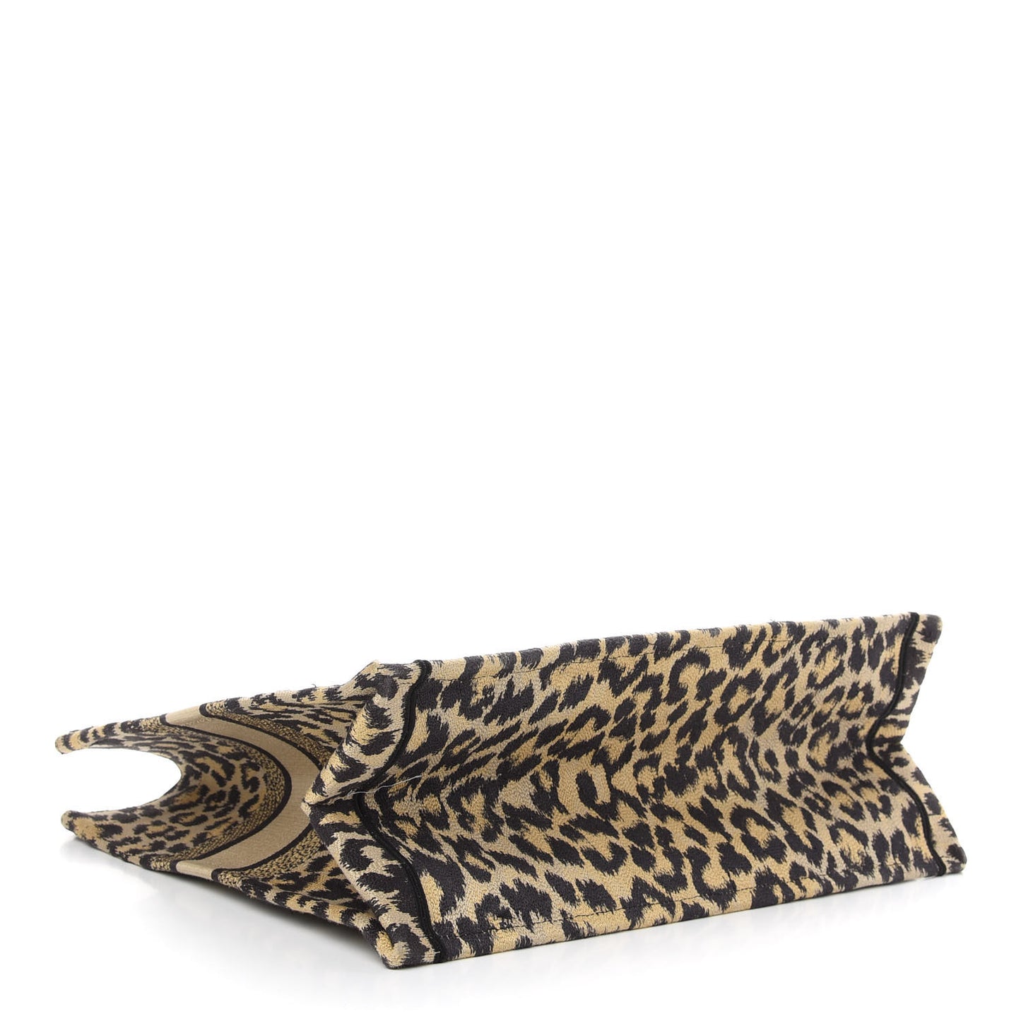 CHRISTIAN DIOR Canvas Mizza Large Leopard Book Tote Beige