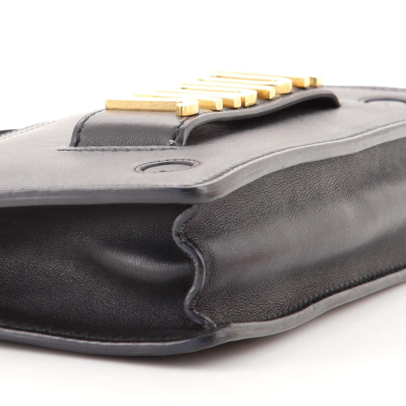 Christian Dior Flap Bag with Strap Leather Medium