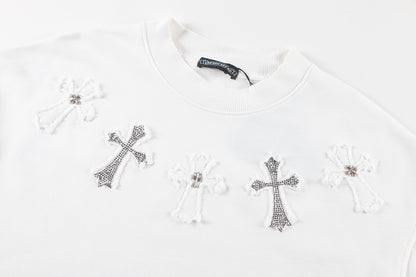 Chrome Hearts latest heavy-weight basic crewneck sweatshirt in white 5LCMOTT7