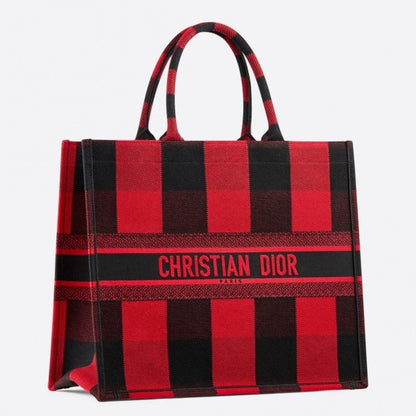 Dior Book Tote Bag Check Canvas