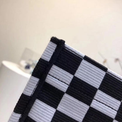 Dior Book Tote Bag Checkered Canvas