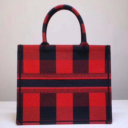 Dior Book Tote Bag Check Canvas