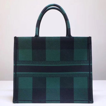 Dior Book Tote Bag Check Canvas