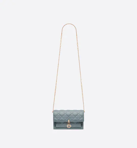 LADY DIOR CHAIN POUCH Cloud Blue