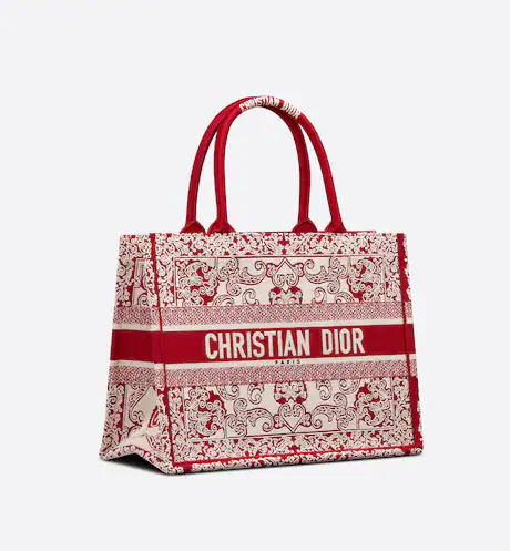 DIOR BOOK TOTE White and Red (36 x 27.5 x 16.5 cm)