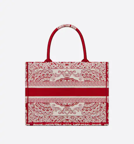 DIOR BOOK TOTE White and Red (36 x 27.5 x 16.5 cm)