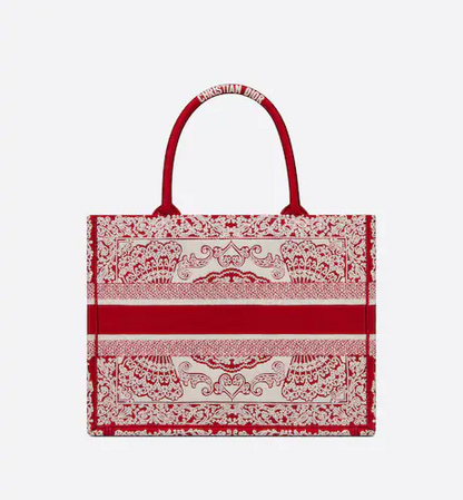 DIOR BOOK TOTE White and Red (36 x 27.5 x 16.5 cm)