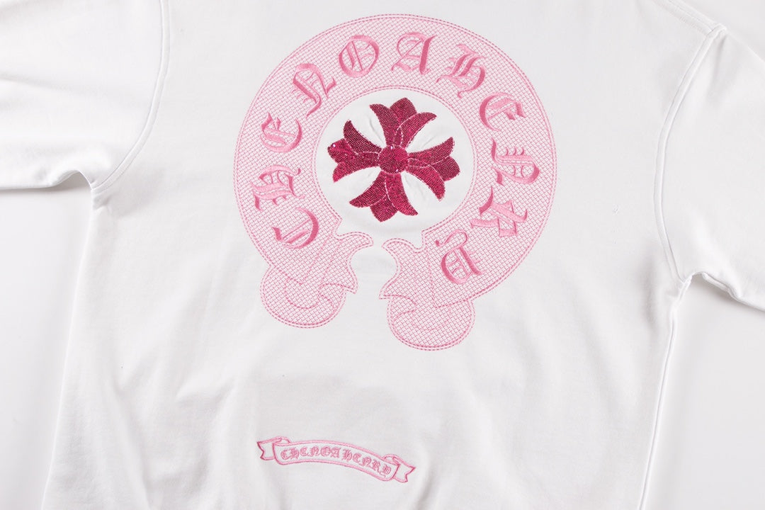 Chrome Hearts latest basic crewneck sweatshirt White/Pink