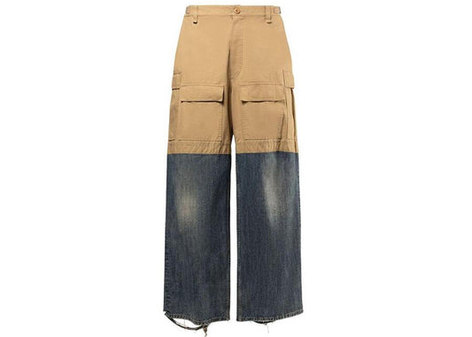 Balancig@ Mens Blue Patched Cotton Cargo Pants