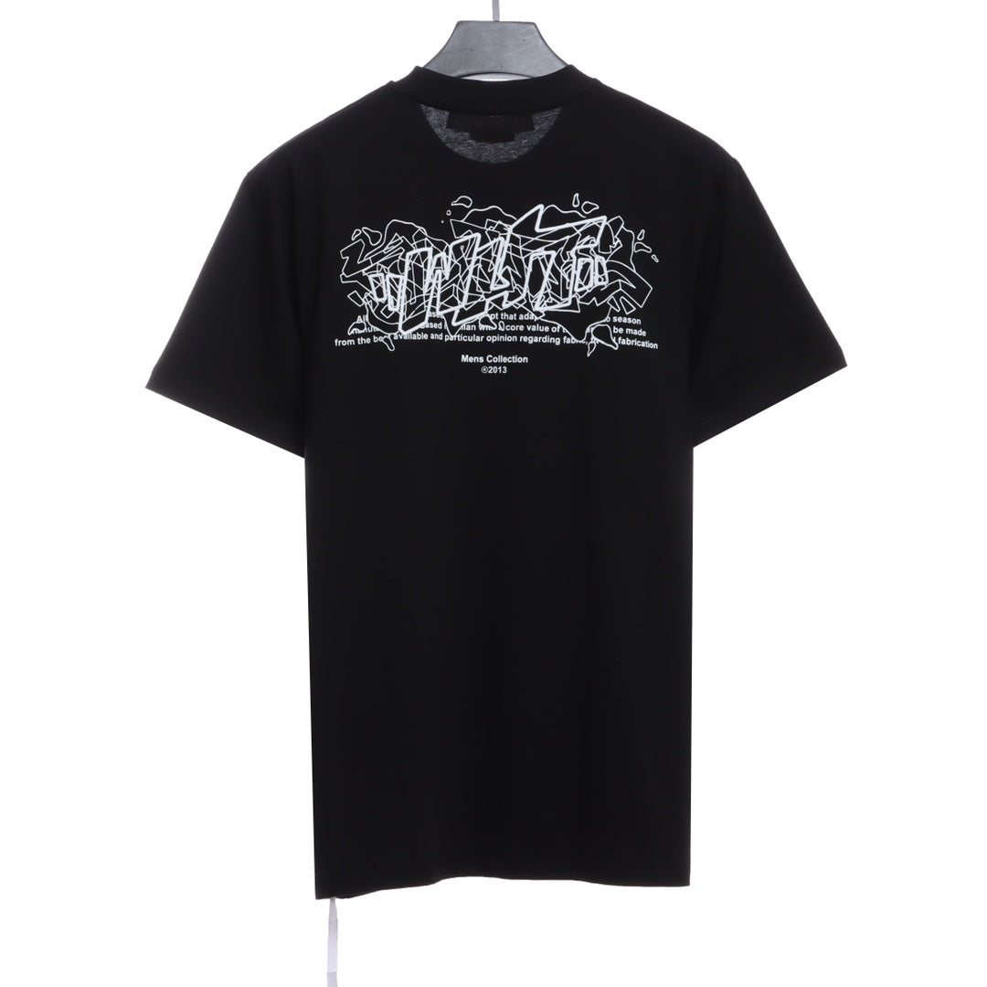 OW embroidery flocking print pattern short sleeve