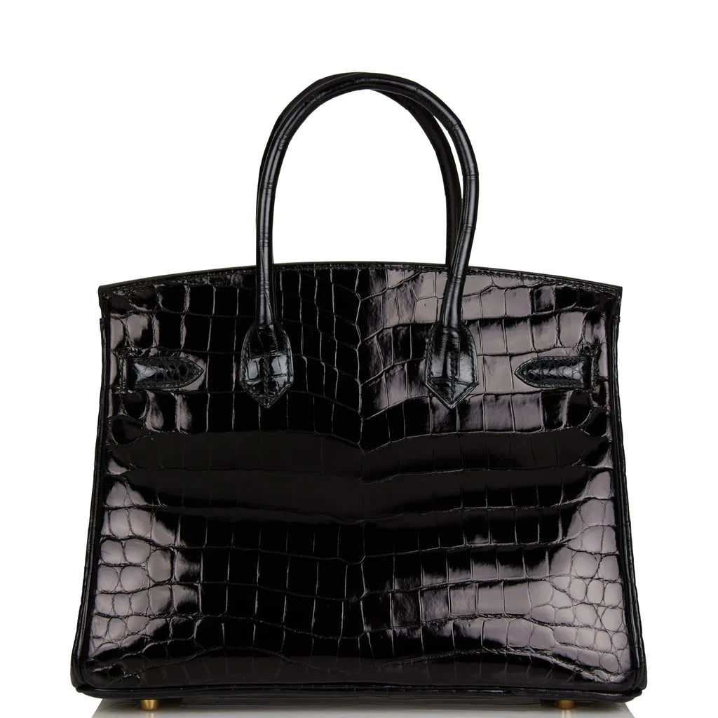 Hermès Birkin 30 Black Shiny Niloticus Crocodile Gold Hardware