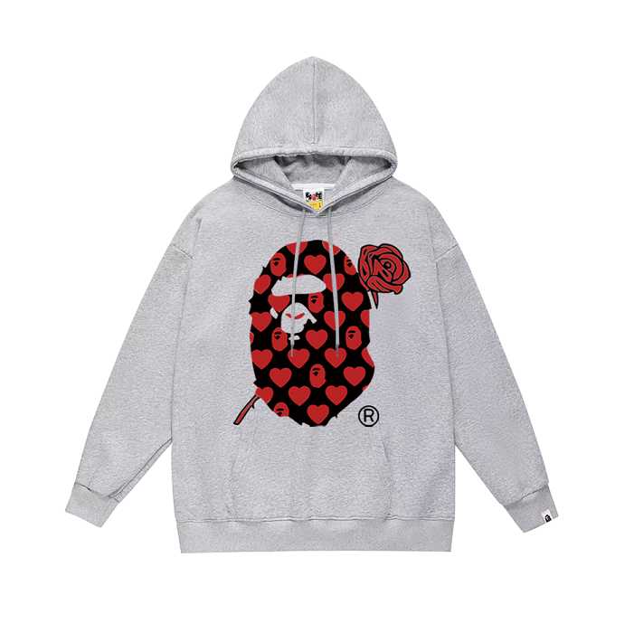 BAPE red rose Ape Head heart graphic hoodie
