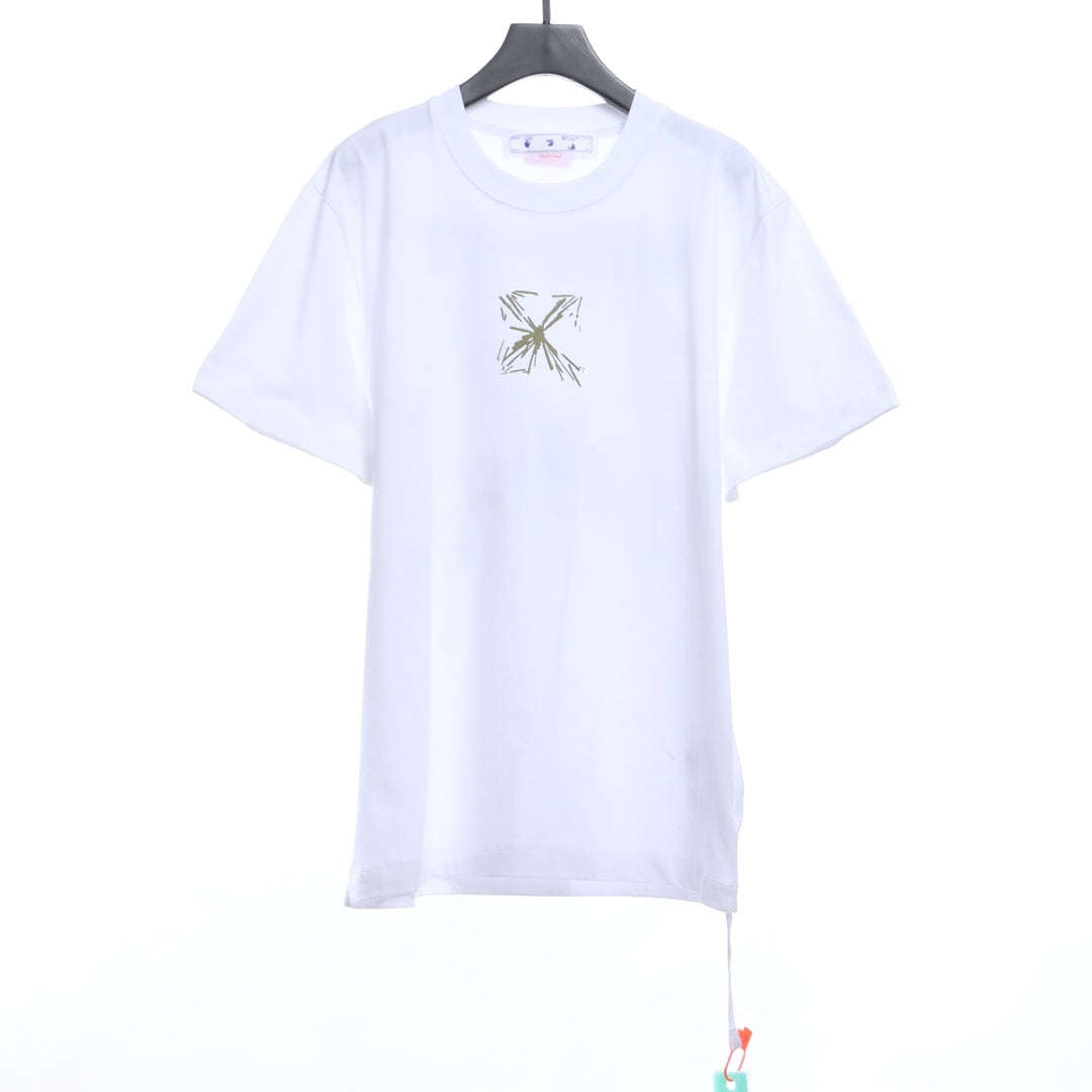 OW Sketch Splashed Ink Arrow Letter Short Sleeves