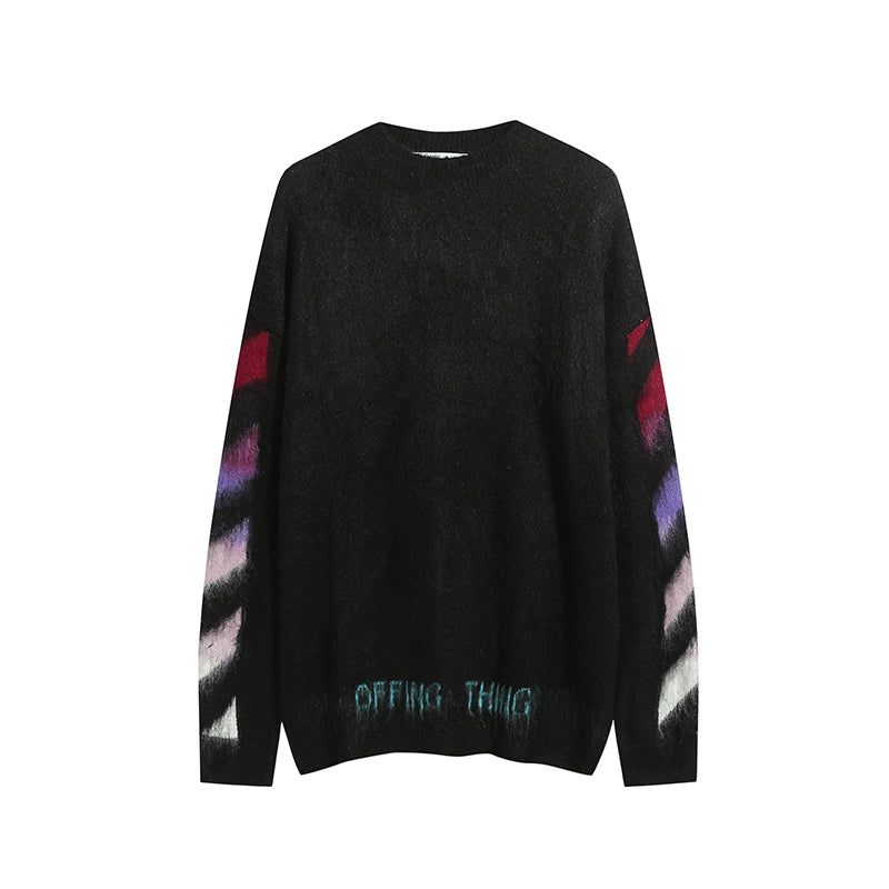 Off White black and red color-block long-sleeve sweater
