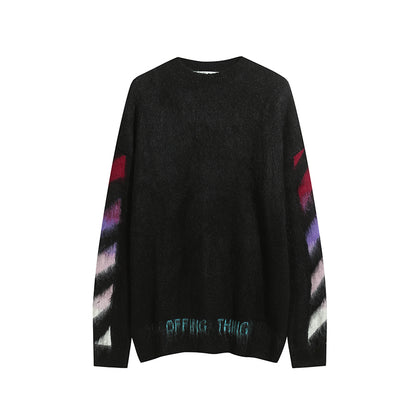 Off White black and red color-block long-sleeve sweater