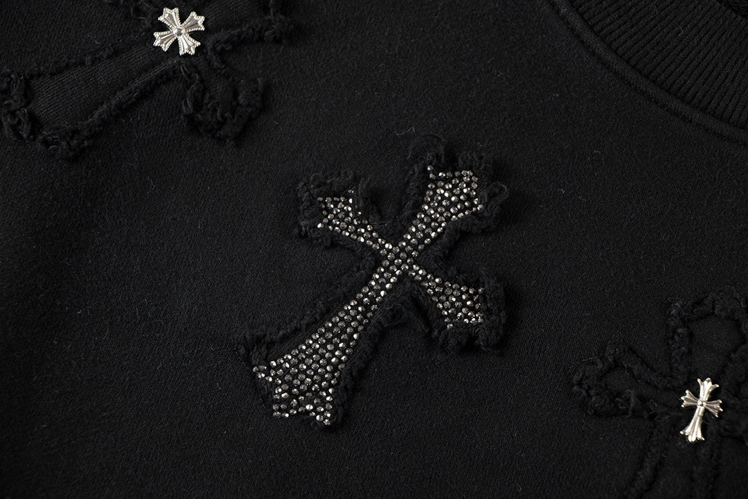 Chrome Hearts latest heavy-weight basic crewneck sweatshirt in black ZHYH3BNN