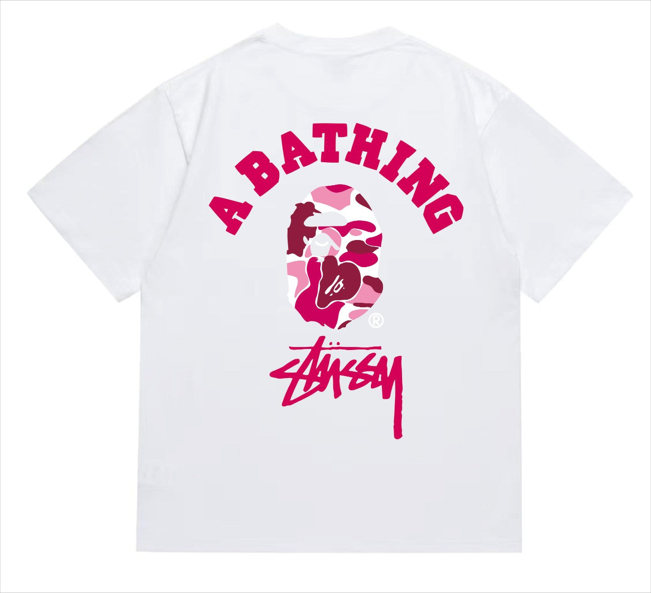 BAPEStuss! Pink Color Camo By Bathing Tee