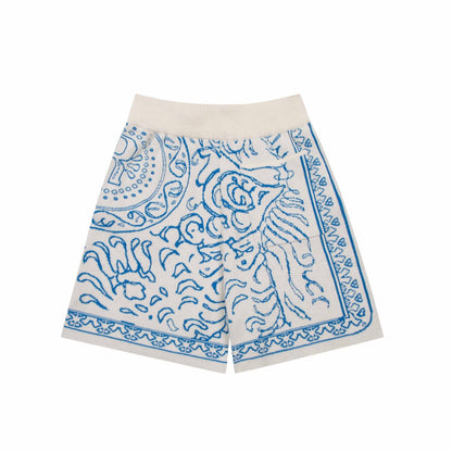 Rhud3 2023ss mens and womens identical Danube blue knitted shorts