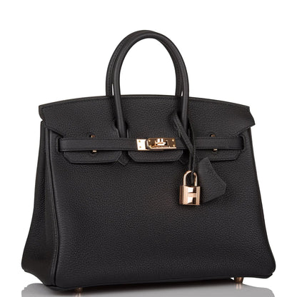 Hermès Birkin 25 Black Togo Rose Gold Hardware