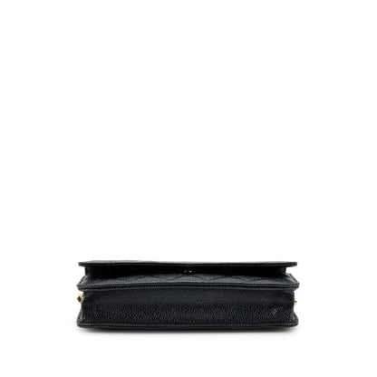 Black Quilted Caviar Wallet on Chain Gold Hardware