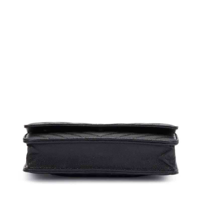 Black Caviar Chevron Wallet On Chain Sier Hardware
