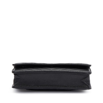 Black Caviar Chevron Wallet On Chain Sier Hardware
