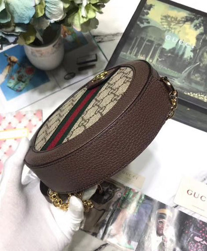 mini round shoulder bag 550618 Dark Coffee