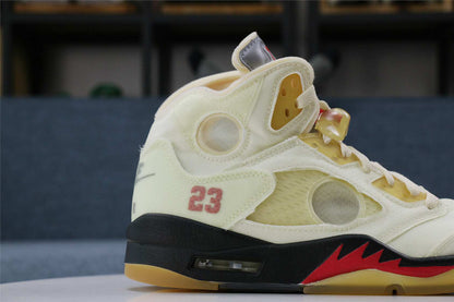 Off White x Air Jordan 5 Retro Sail/Plot twist (LN5 A1 Batch)
