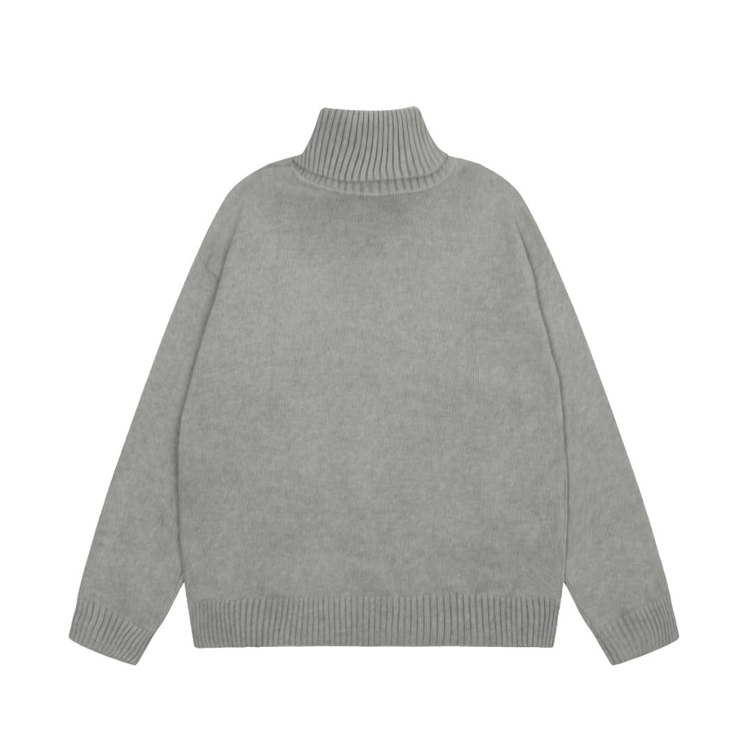 Am1 2024SS classic gray jacquard big heart turtleneck sweater WD1OZODT