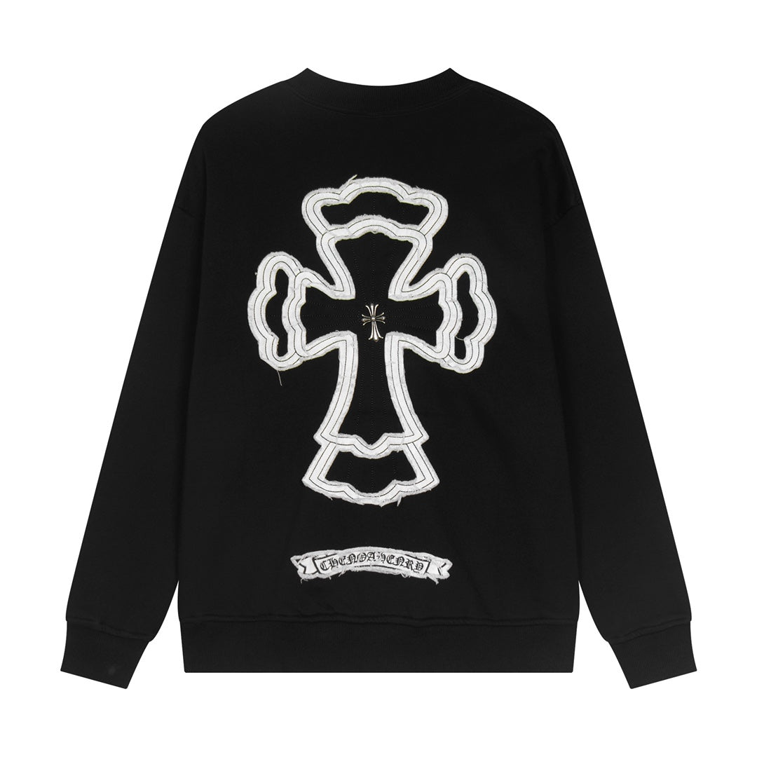 Chrome Hearts latest heavy-weight basic crewneck sweatshirt in black FZAFAO4O