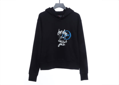 AJ x Travis ScottxFragment Design Triple Joint AJ Portrait Lightning Logo Print Hoodie