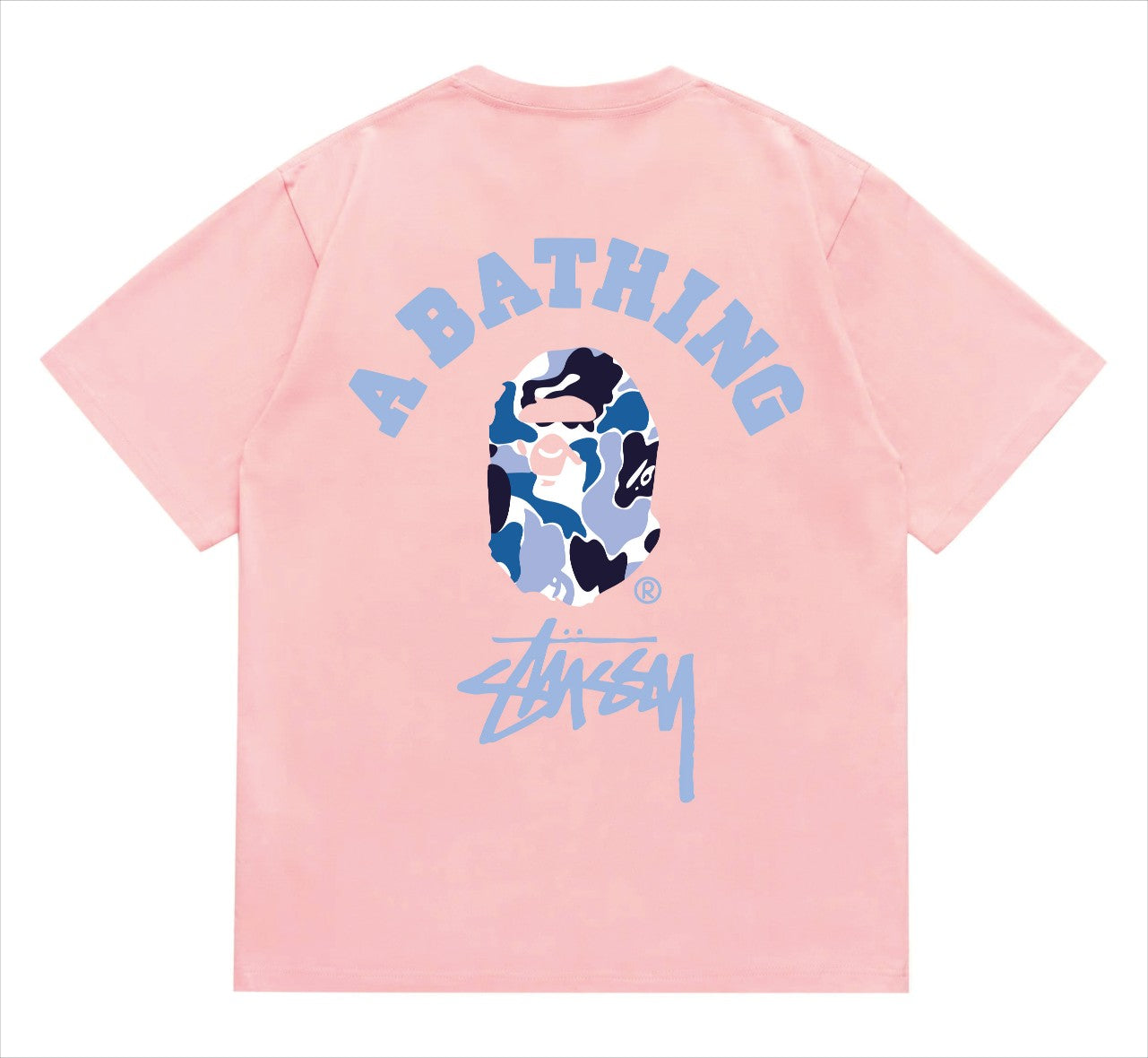 BAPEStuss! Blue Color Camo By Bathing Tee