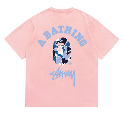 BAPEStuss! Blue Color Camo By Bathing Tee