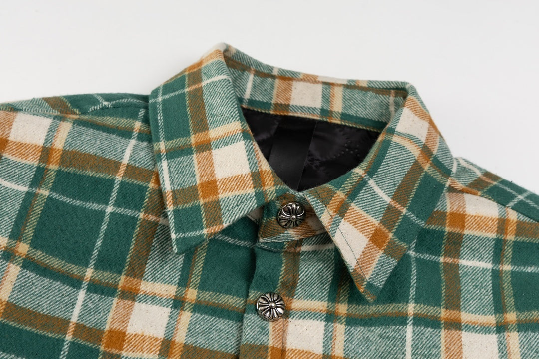 Chrome Hearts plaid design with silver embellishments, cotton-padded jacket